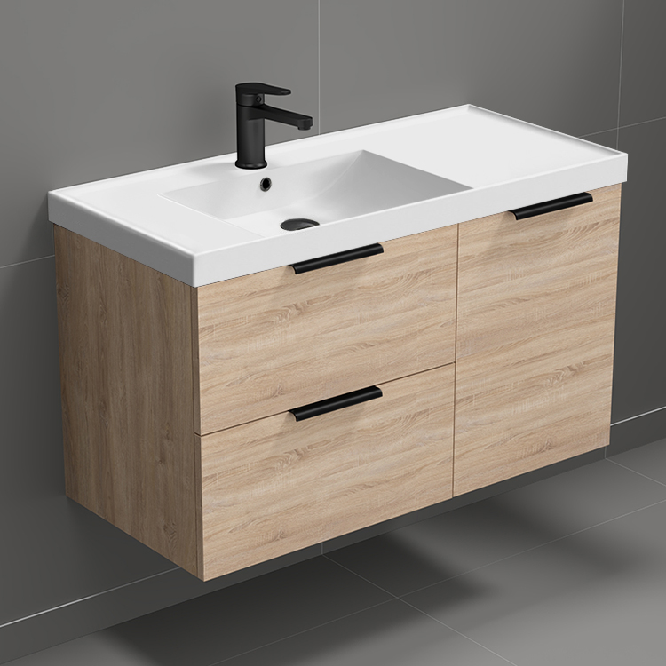 Bathroom Vanity 36 Inch Bathroom Vanity, Wall Mounted, Modern, Brown Oak Nameeks LISBON1